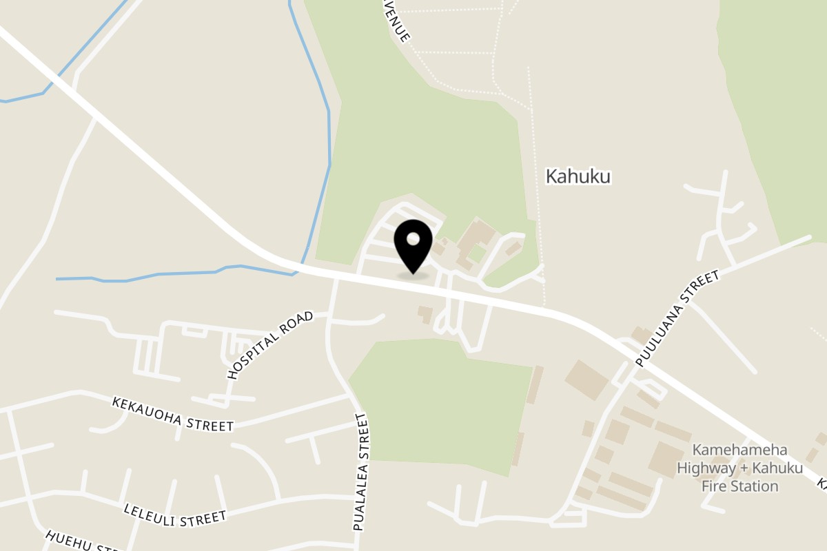 Map showing the location of Taro Hut on 56-565 Kamehameha Hwy in Kahuku